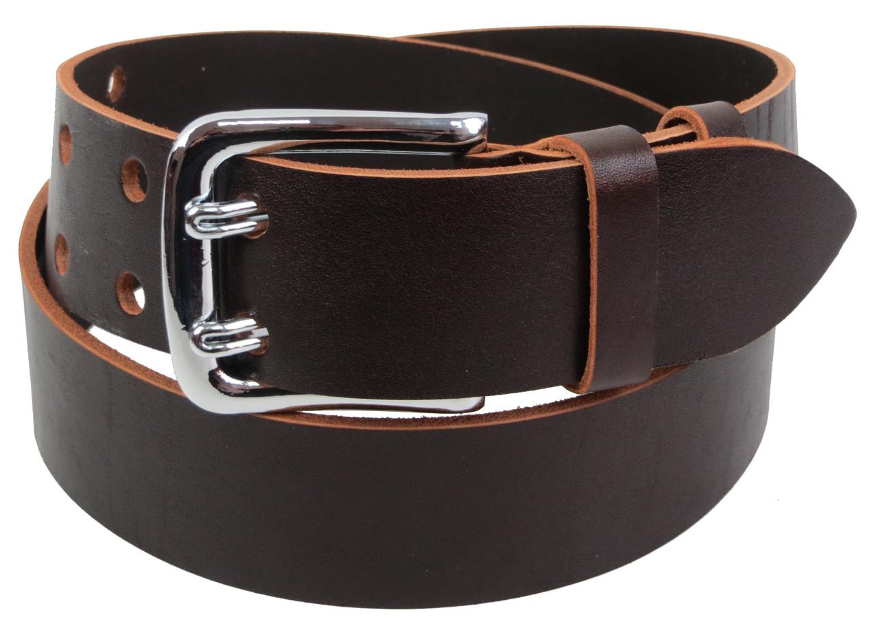 Ремень на два язычка широкий мужской кожаный Skipper 1462-50	Коричневый