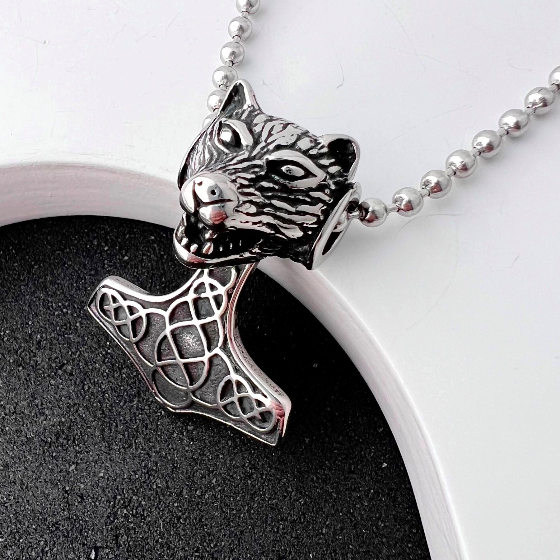 Кулон готический волк из медицинской стали (PS-069)