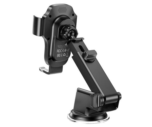 Держатель автомобильный Hoco HW3 с функцией беспроводной зарядки 15W 2A Black - фото 2