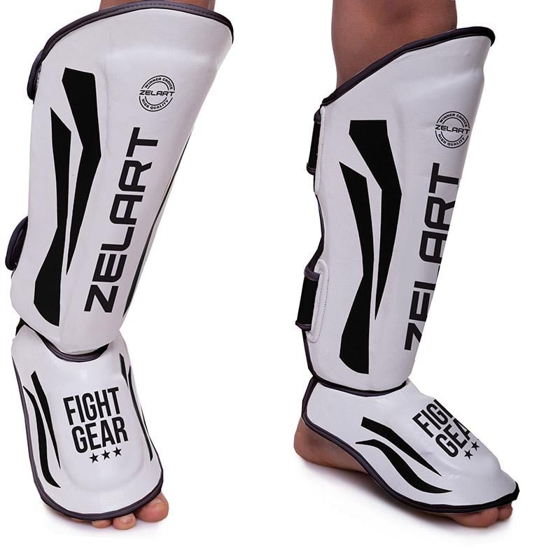 Защита голени и стопы Zelart Challenger BO-7042 для единоборств M Черный/Белый (37429028)