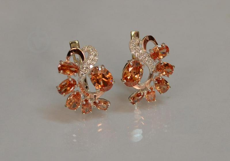 Серебряные серьги Sil с золотыми накладками 153s-9 Шампань (Sil-1053)