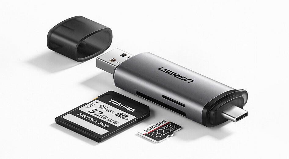 Кардрідер 2в1 Ugreen CM185 50706 USB-A USB-C TF/SD Сірий - фото 3