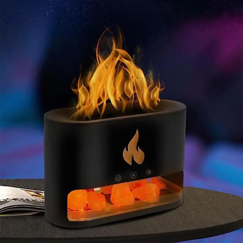 Увлажнитель воздуха соляная лампа 3в1 с эффектом пламени гималайская соль для ароматерапии и подсветка Черный - фото 8 Увлажнитель воздуха соляная лампа 3в1 с эффектом пламени гималайская соль для ароматерапии и подсветка Черный - фото 8