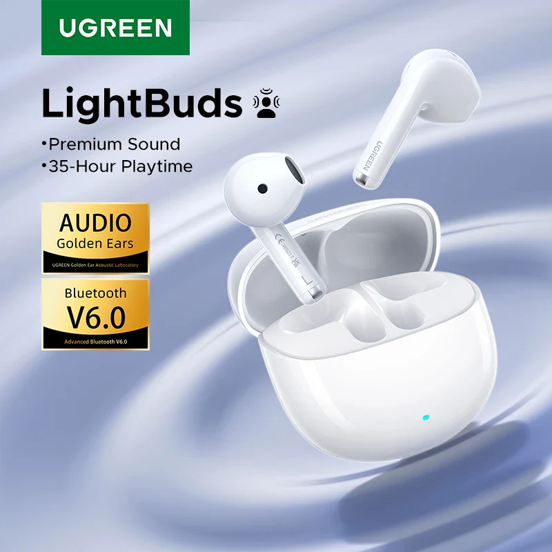 Навушники бездротові UGREEN WS217 LightBud Bluetooth 6.0 White (65876) - фото 6 Навушники бездротові UGREEN WS217 LightBud Bluetooth 6.0 White (65876) - фото 6