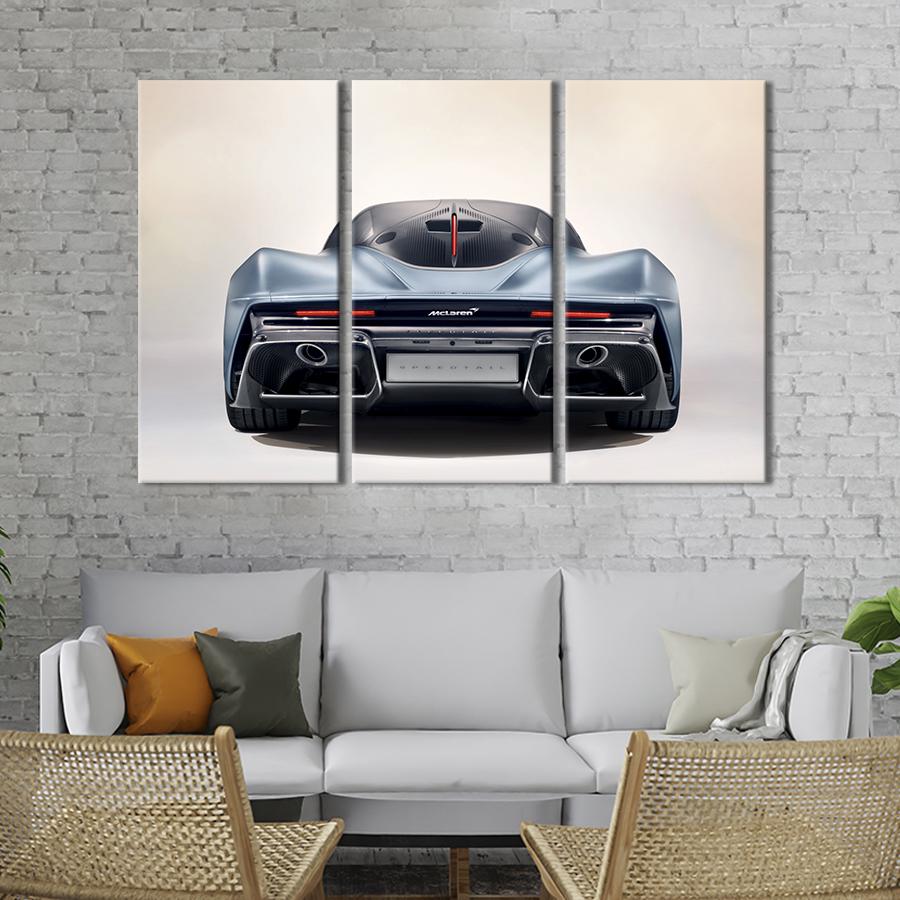 Картина на холсте триптих Потрясающий автомобиль McLaren Speedtail 128x81 см (1359-31)