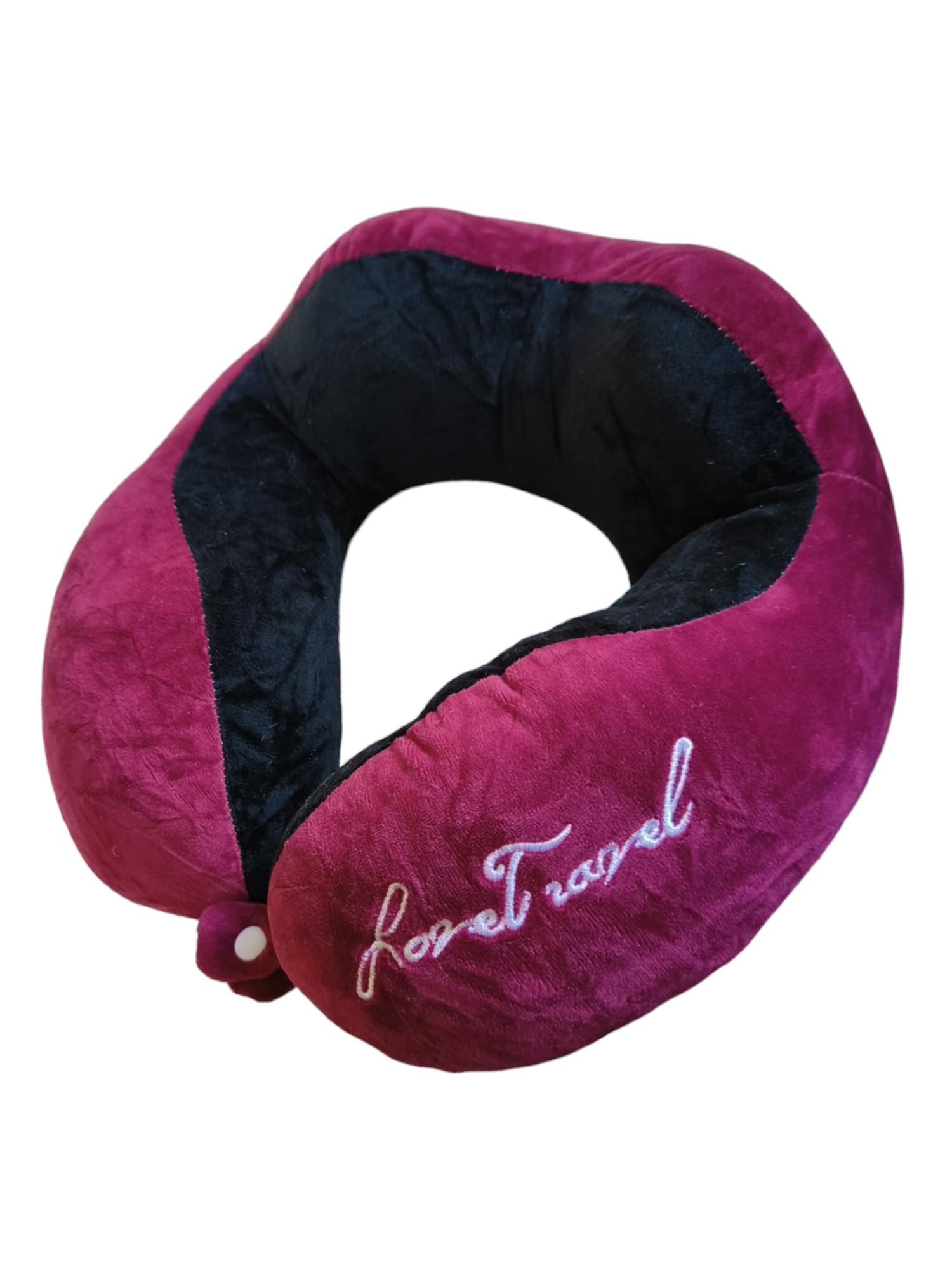 Подушка дорожня під шию 27х26х12 см Бордовий (2552)