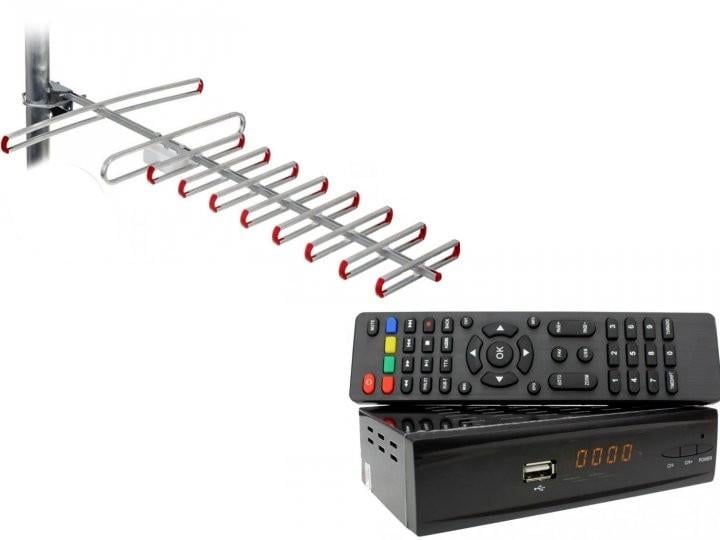 Комплект DVB-S2/T2 тюнер комбинированный Combo DVB-S2/T2/антенна внешняя SUPER 8 60 км