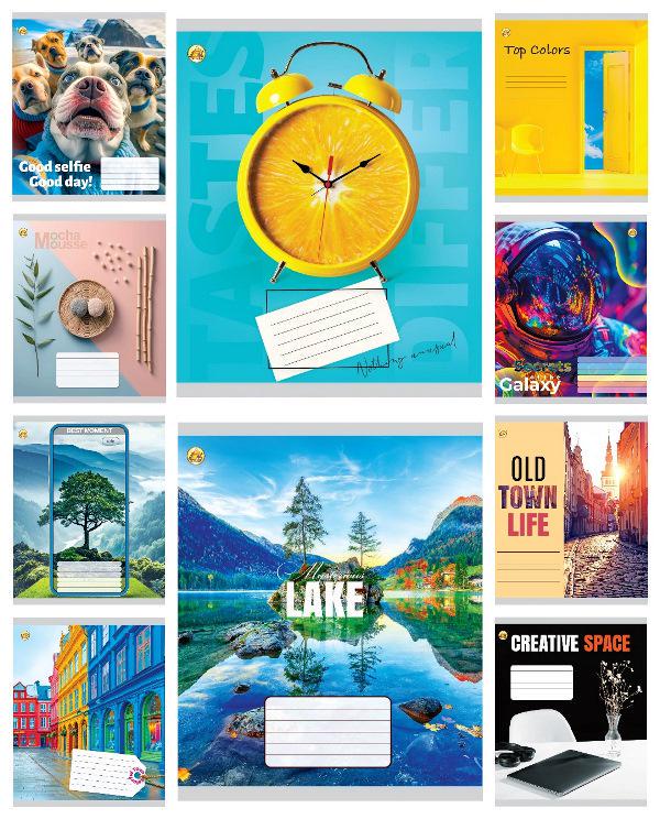 Зошити учнівські Тетрада Мікс 1 60 аркушів лінія 10 шт. в упаковці