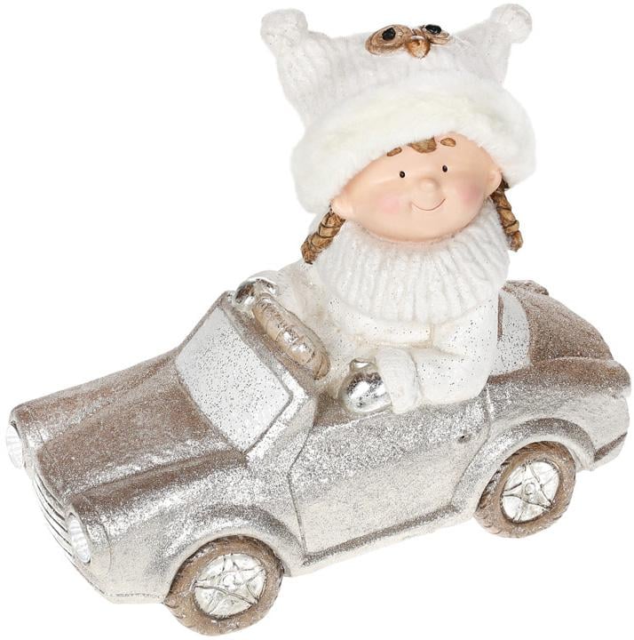Фигура Девочка в серебристой машине 45 см керамическая (BD-711-285)