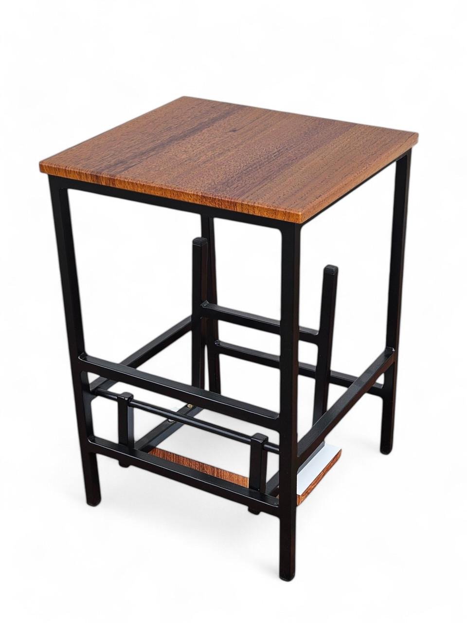 Табурет лофт со ступенькой 45 см Linus Черный/Орех - фото 2