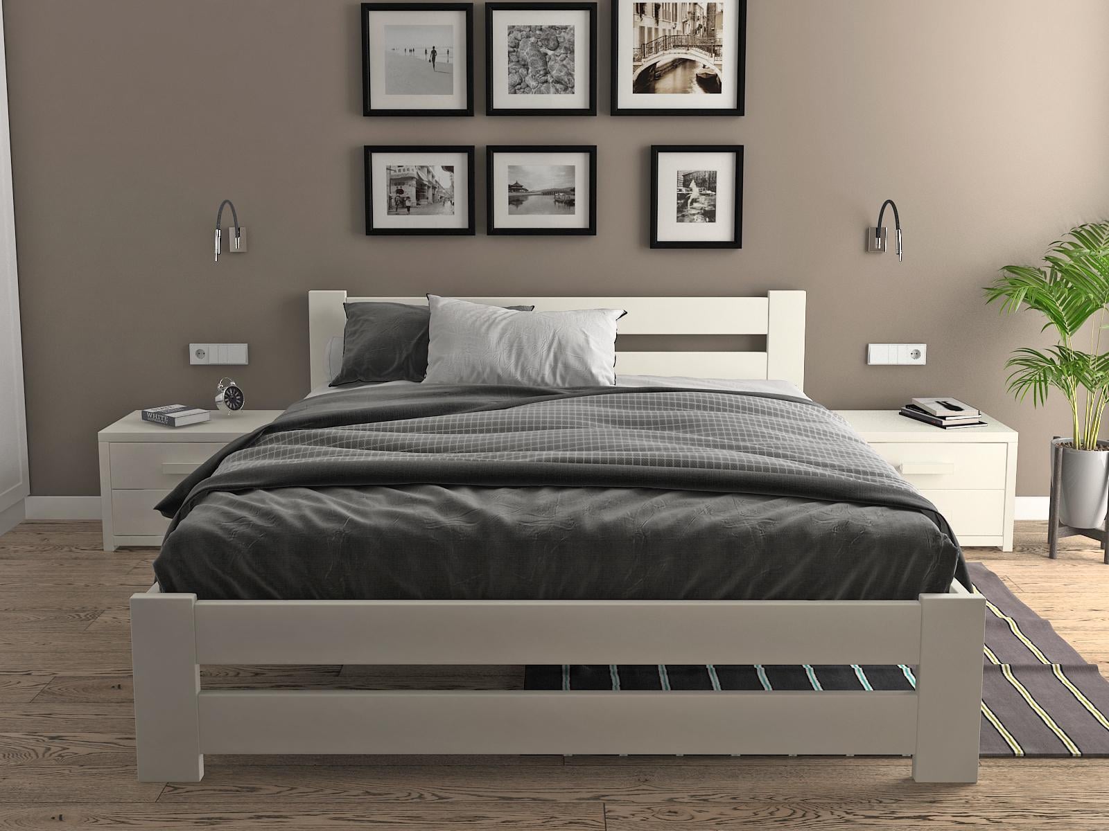 Кровать двуспальная MebliVik 140x190 см из ели рал 9010 (но31071612)