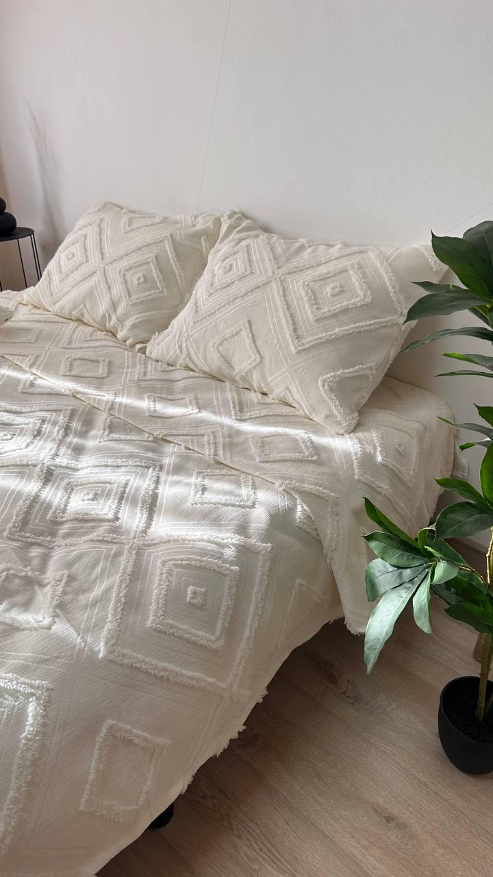 Покрывало Скандинавский большой ромб 140х240 см Молочный - фото 2 Покрывало Скандинавский большой ромб 140х240 см Молочный - фото 2