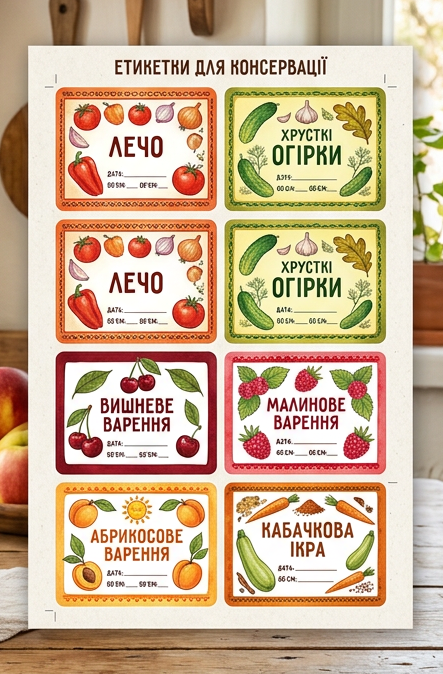 Наклейки для консервації Асорті А3 прямокутні (3120184011)