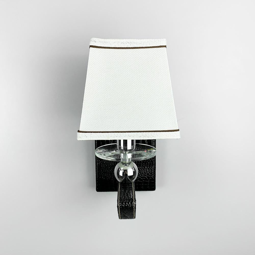 Бра с классическим тканевым абажуром и черной экокожей (S 1449/1 BK)