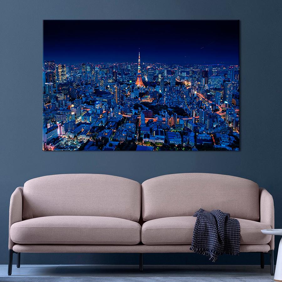 Картина город Ночь в Токио 120x80 см (A763-1)