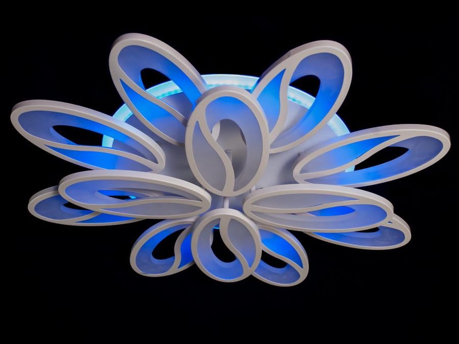 Люстра LED для залу з пультом 8090-8+4WH-LS 185W на 26 кв.м Білий (1716174289) - фото 2