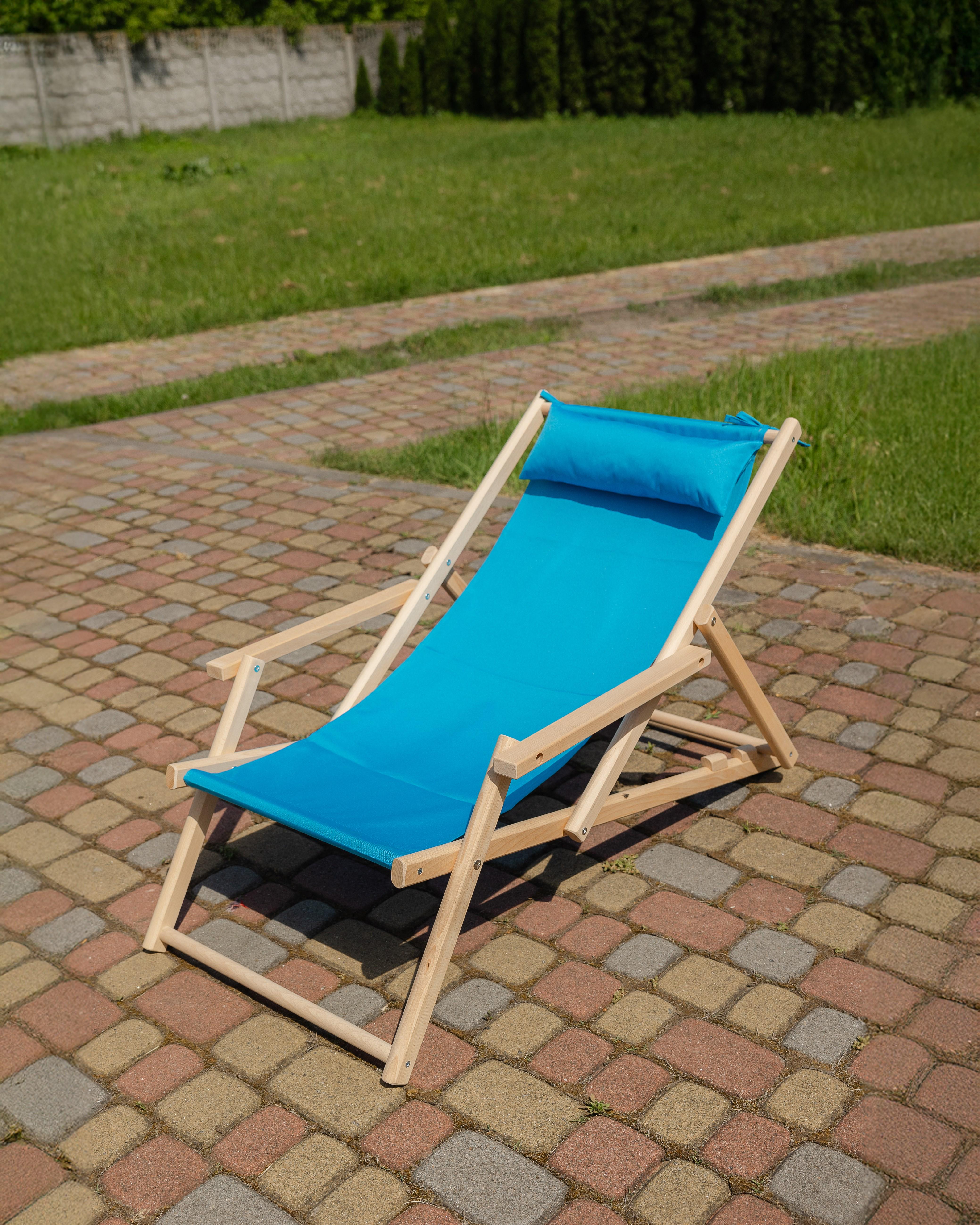 Шезлонг дерев'яний розкладний XRmaster з підлокітниками та підголовником Блакитний (0002250) - фото 1 Шезлонг дерев'яний розкладний XRmaster з підлокітниками та підголовником Блакитний (0002250) - фото 1