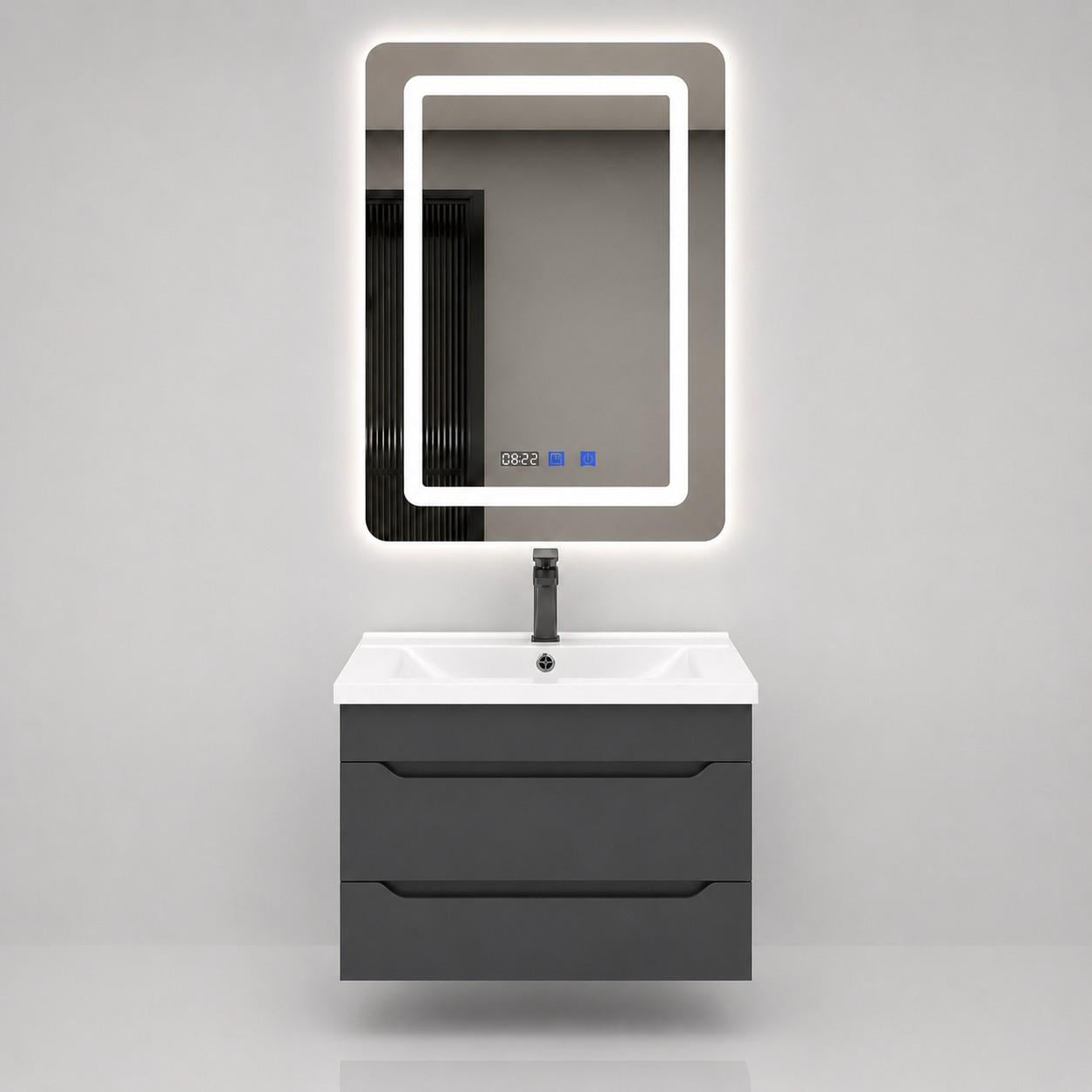 Комплект для ванной комнаты ANADOX Sanwest Malta 4в1/Adamant Quanto 60/Qtap Gemini Gunmetal/LED-зеркало 50х70 см