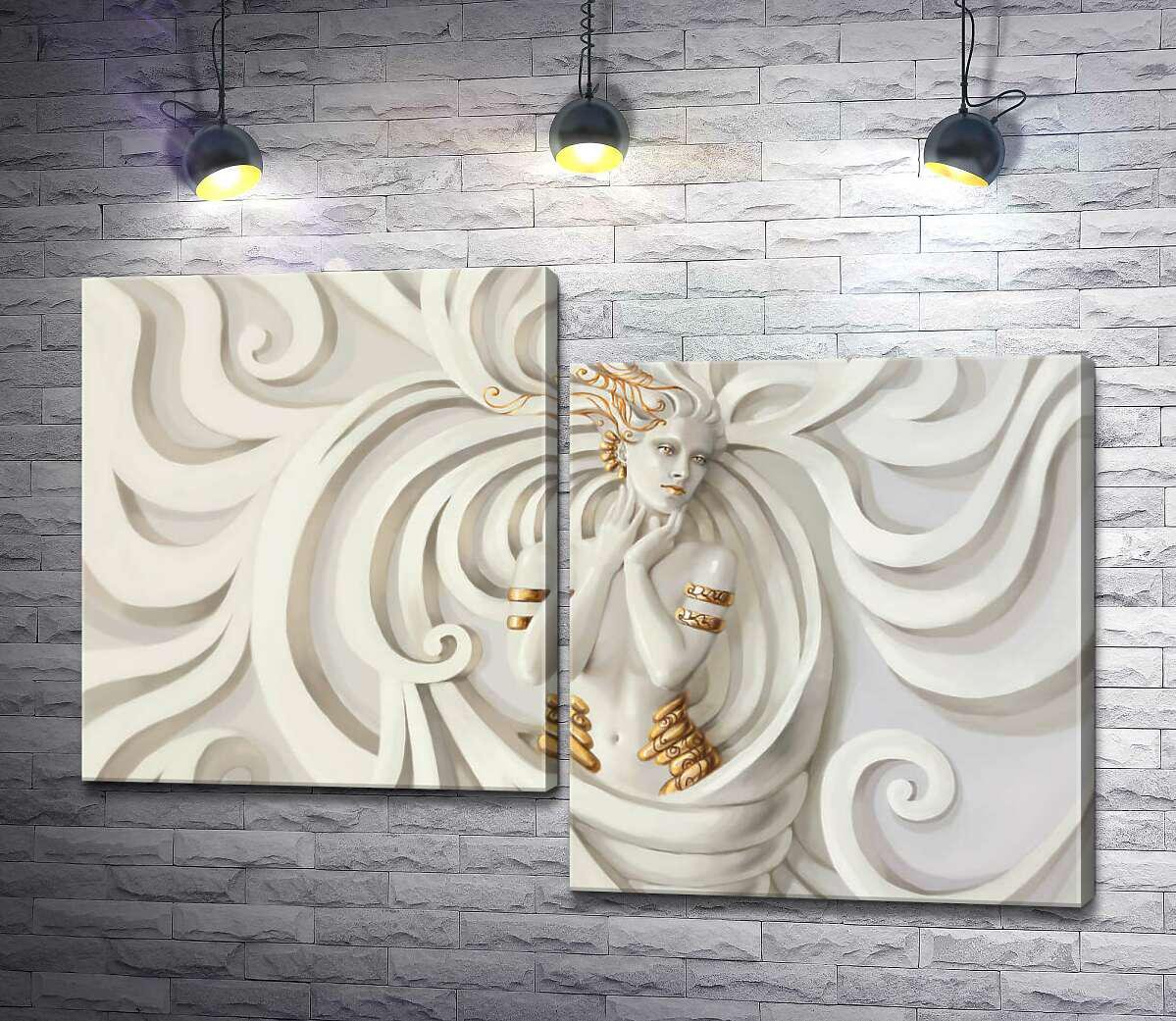 Модульная картина ArtPoster Белые пряди волос женщины заполняют картину ажурным узором 100x69 см Модуль №5 (002415)