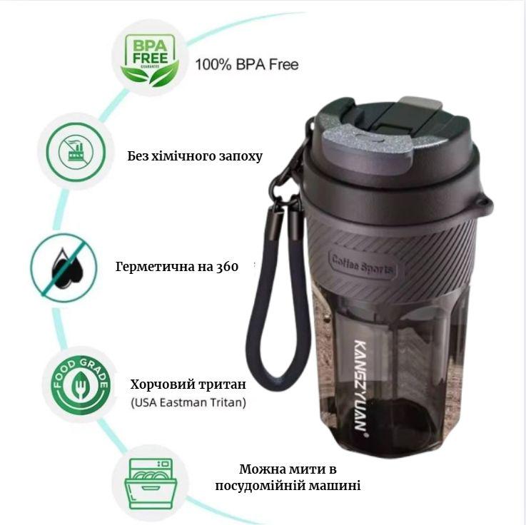 Кружка для гарячих та холодних напоїв із тритану 550 мл Чорний (2659484518) - фото 3