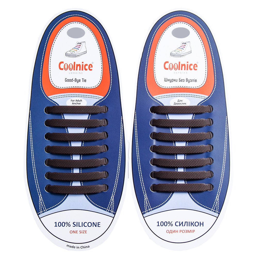 Шнурки силиконовые Coolnice One Size прямые Коричневый (25) Шнурки силиконовые Coolnice One Size прямые Коричневый (25)
