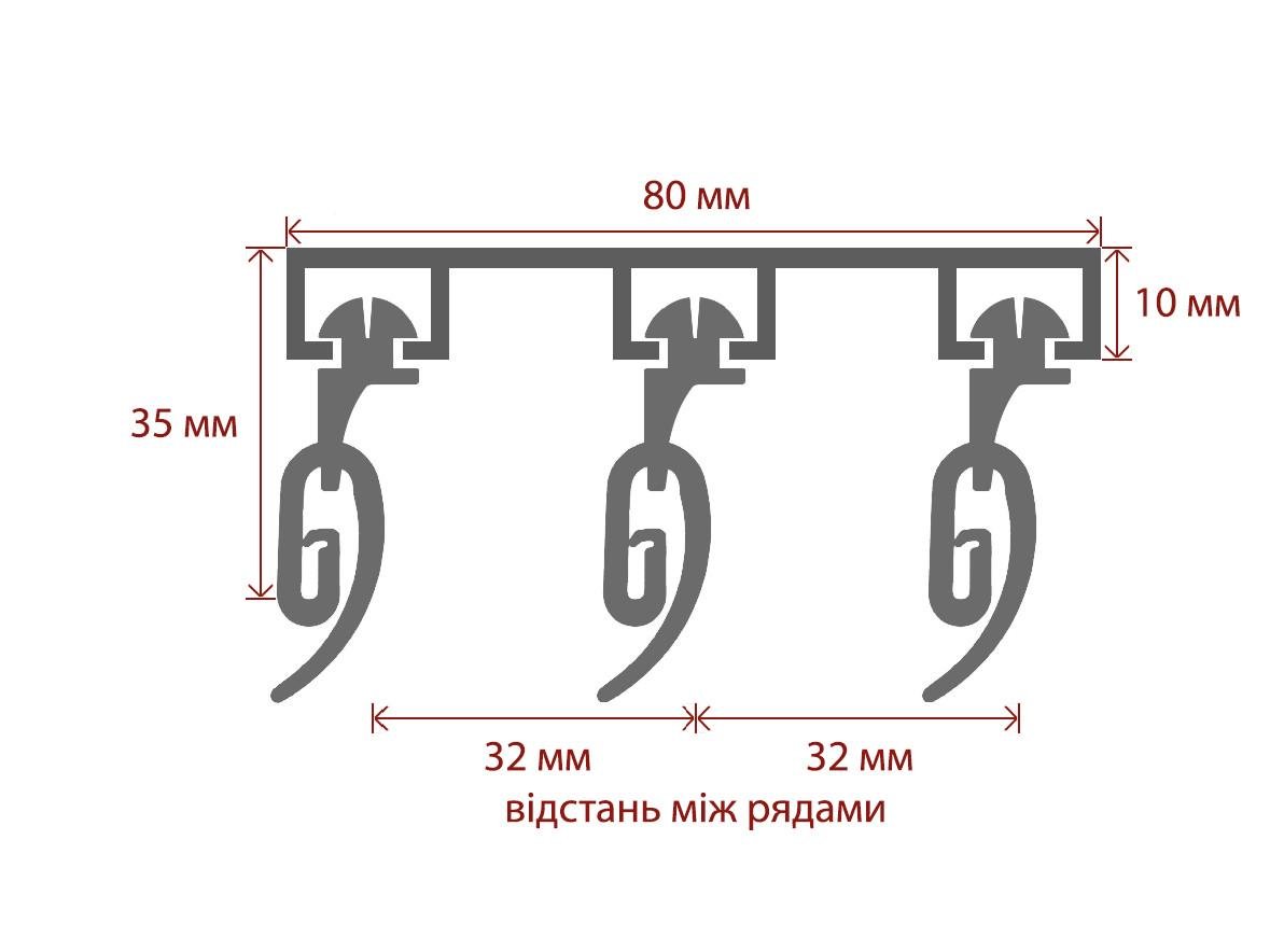 Потолочный карниз Quadrum тройной усиленный алюминиевый 10 мм 130 см - фото 2