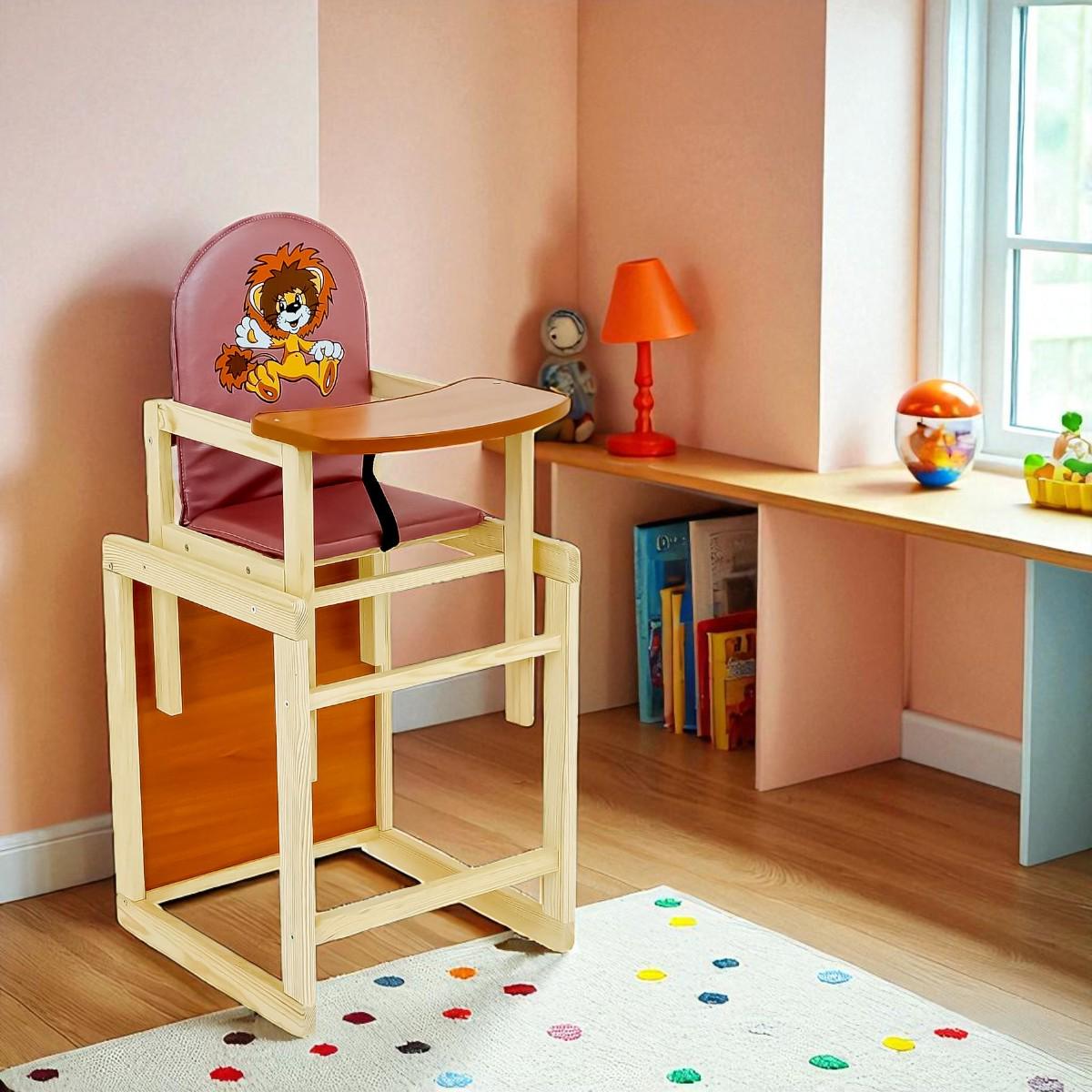 Стульчик для кормления Мася Лев Розовый (№2034) - фото 2 Стульчик для кормления Мася Лев Розовый (№2034) - фото 2