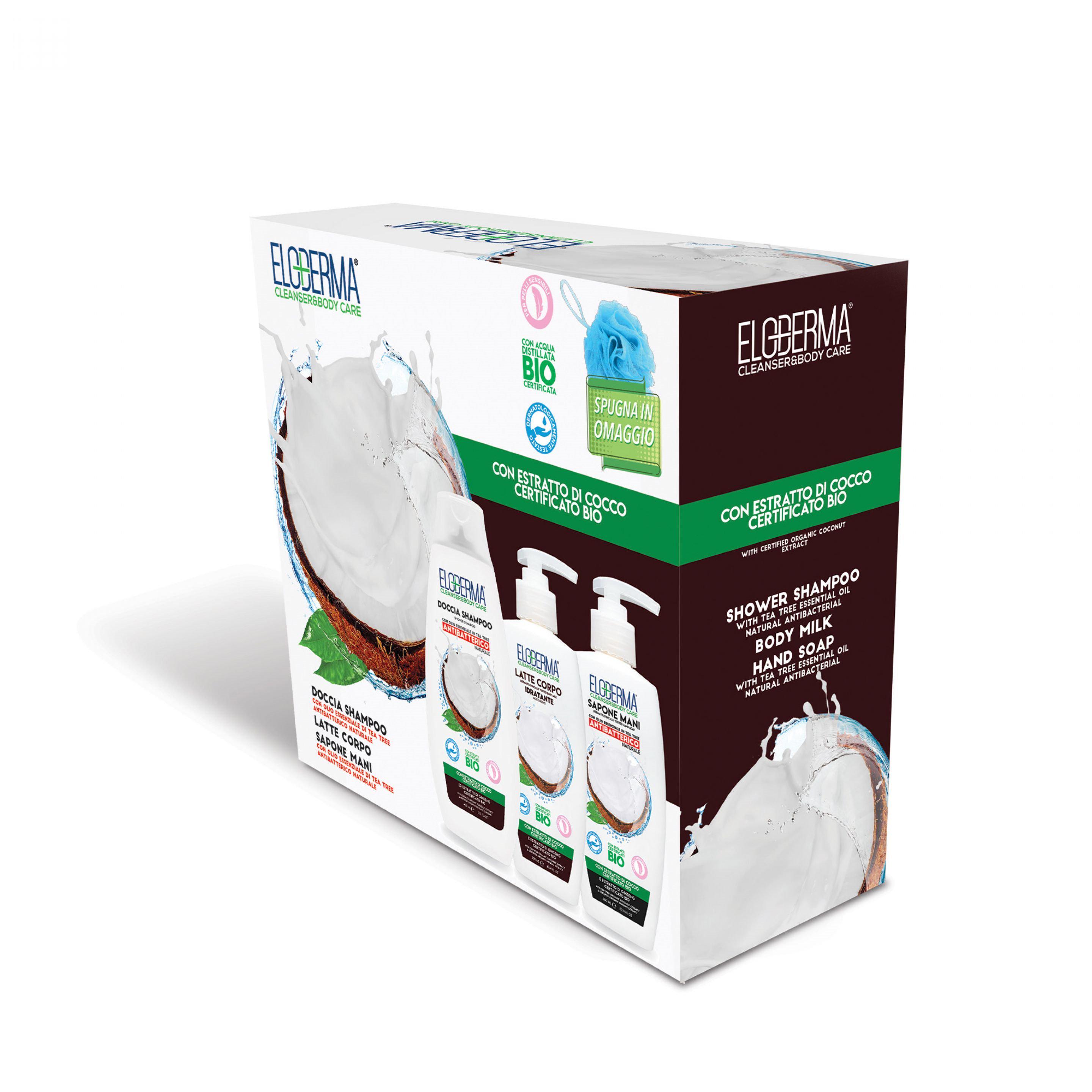 Набор подарочный Eloderma Coconut шампунь для волос 400 мл/жидкое мыло 300 мл/молочко для тела (НФ-00003447)