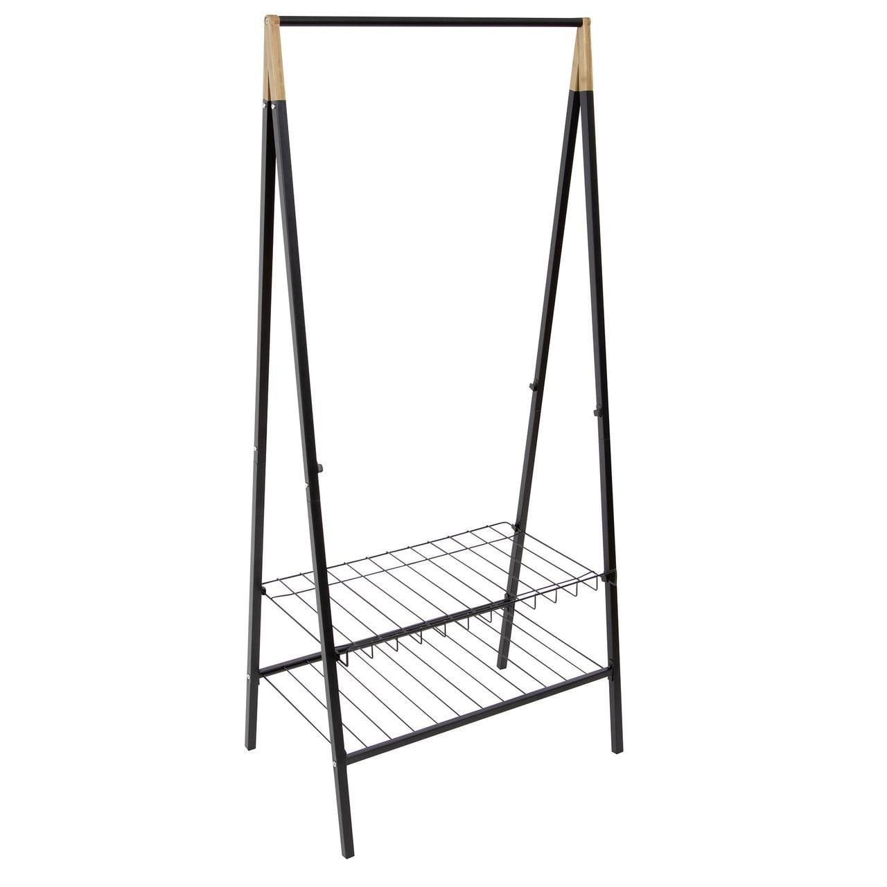 Стойка для одежды напольная Casa Si Garment Rack Bamboo с полкой для обуви 153х68,5х45,5 см Черный