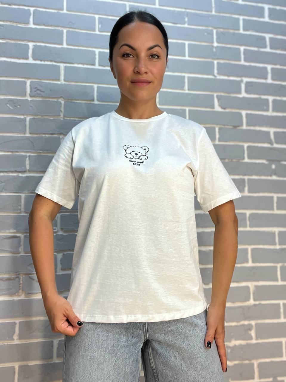 Футболка жіноча PEPPER MINT AF24-23 ведмедик L Білий (2454) Футболка жіноча PEPPER MINT AF24-23 ведмедик L Білий (2454)