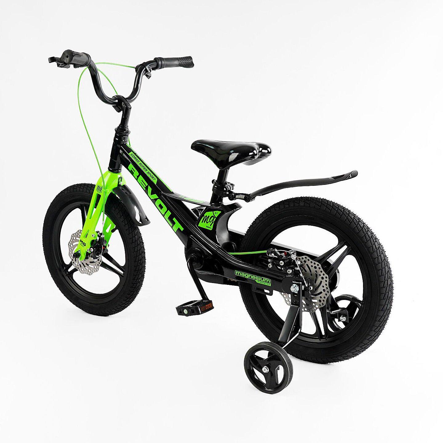 Велосипед двоколісний Corso Revolt 16" дитячий магнієвий Чорно-зелений - фото 3