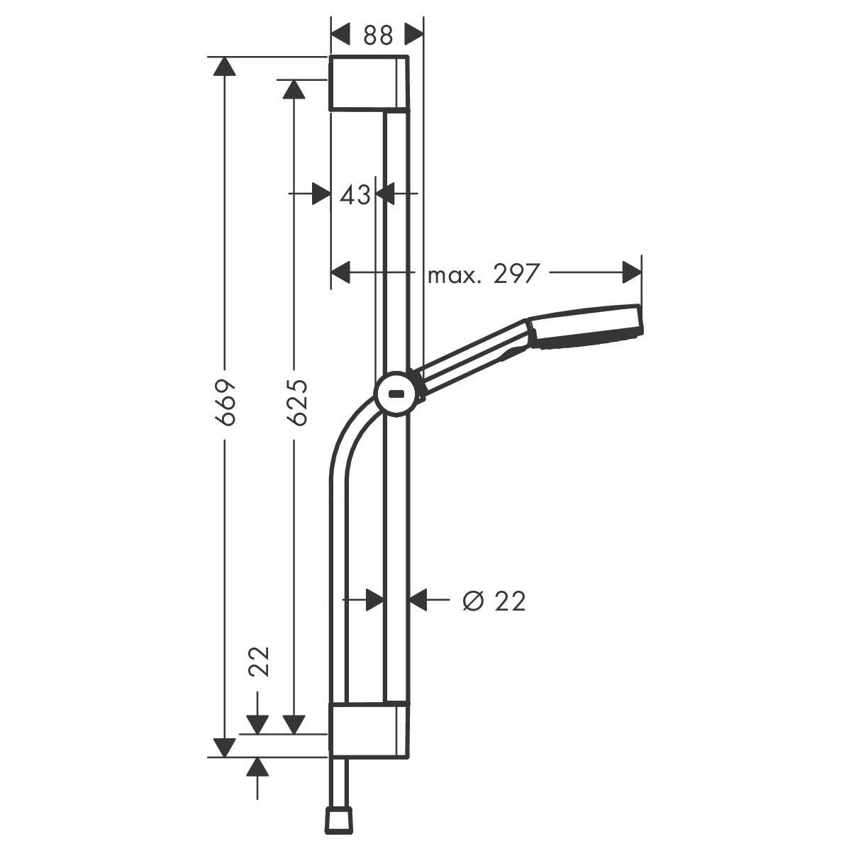 Душевой комплект Hansgrohe PULSIFY SELECT 24160670 со штангой Черный (115327) - фото 2