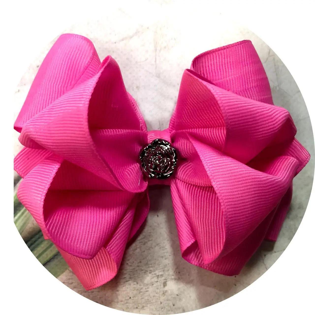 Бантик для волос детский на заколке 11 см Розовый (10138)