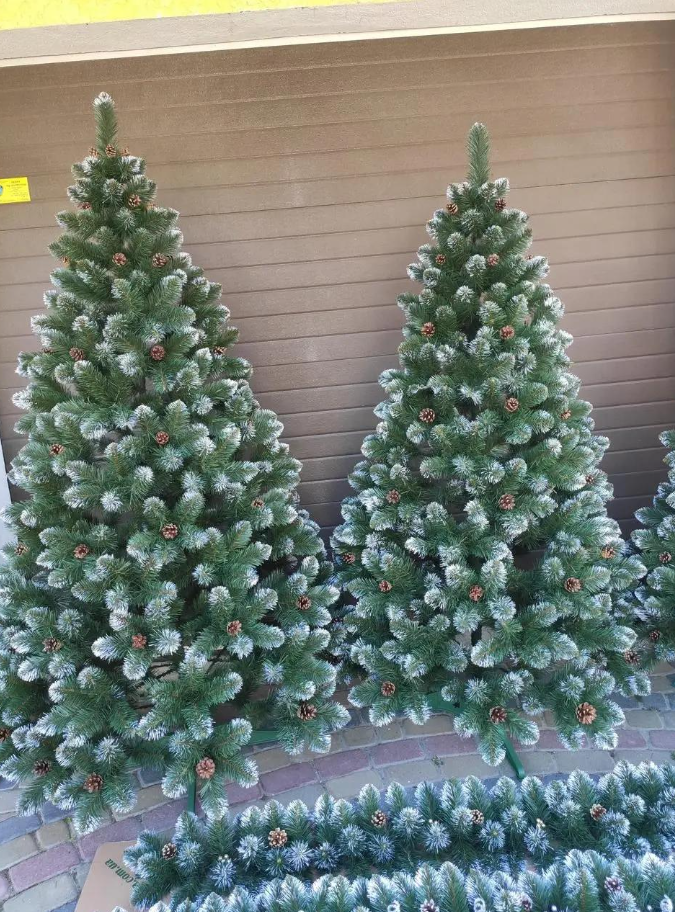 Штучна ялинка Елітна з шишками та підставкою 1,50 м Темно-зелений/Білий (NYT15317) - фото 8 Штучна ялинка Елітна з шишками та підставкою 1,50 м Темно-зелений/Білий (NYT15317) - фото 8