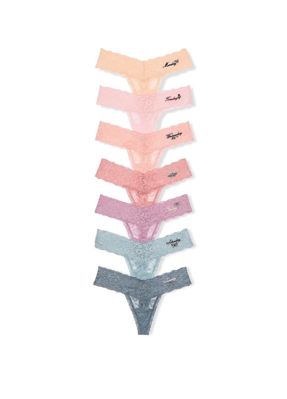 Набор трусиков Victoria's Secret кружевные 7-Pack L Разноцветный (7114439124647)