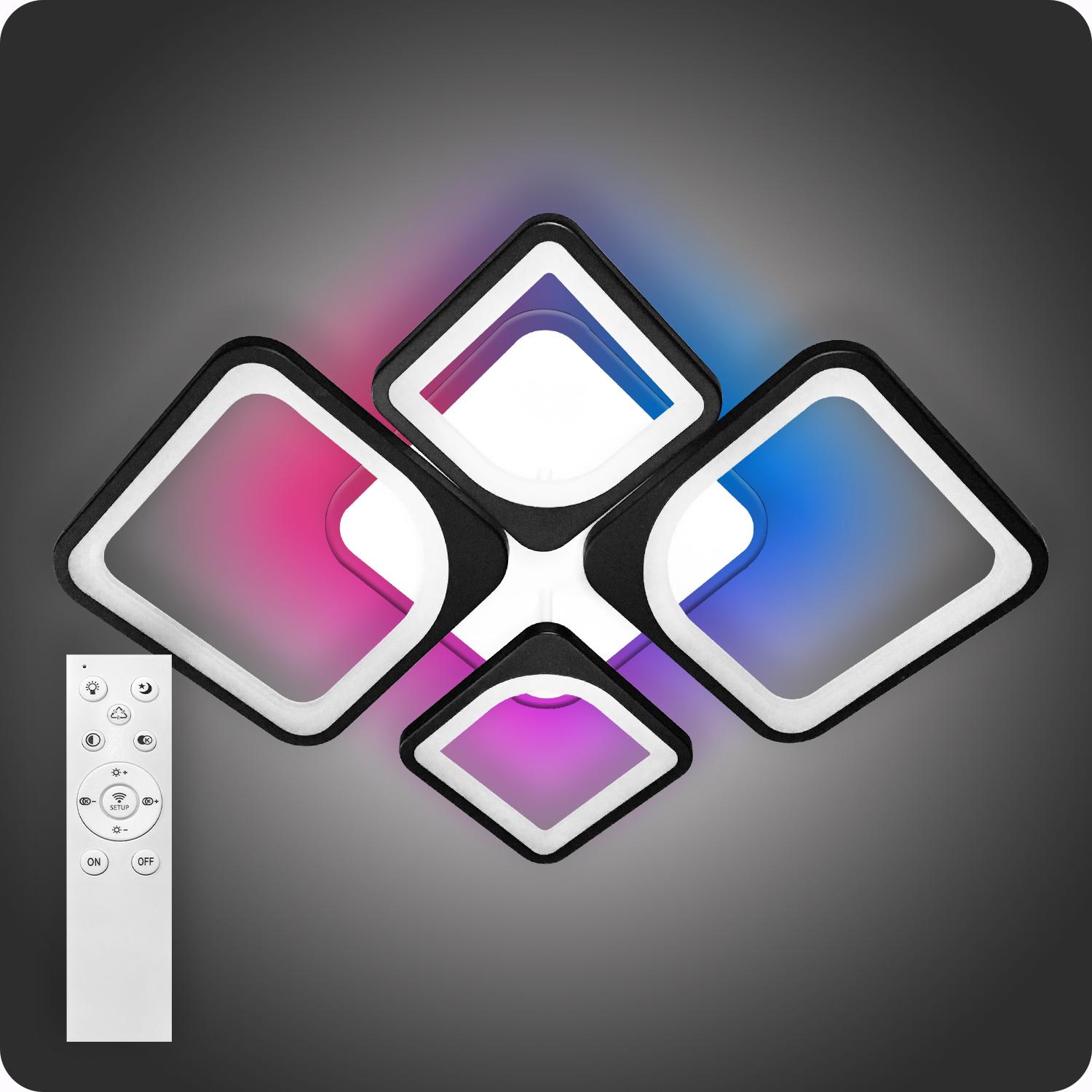 Люстра светодиодная 517 Light 3color с пультом 120 Вт Черный (01673) - фото 1