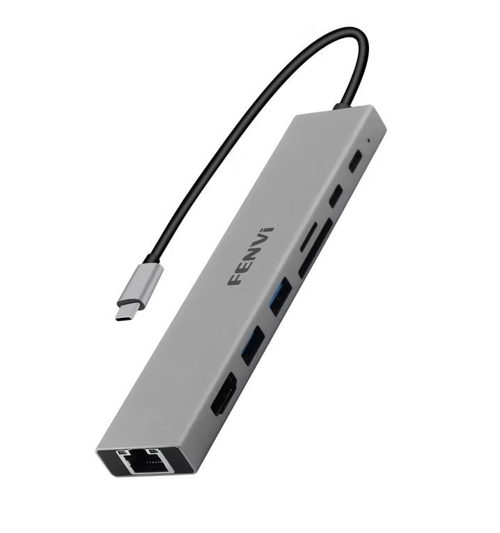 Док-станція Fenvi F-C801H концентратор USB-C Hub 8в1 HDMI USB 3.0 RJ45 CardReader PD (19130)