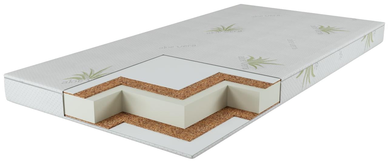 Матрац дитячий у ліжечко Aloe Vera екологічний та безпечний безпружинний з подвійним кокосовим матом кокос-поролон-кокос 8 см (10503140)