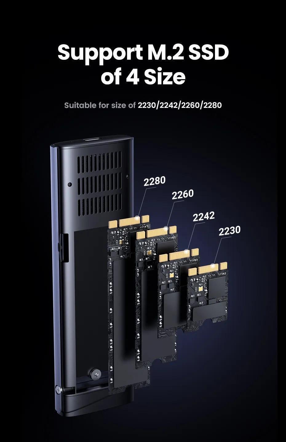 Зовнішній SSD курпус UGREEN M.2 NVMe USB 3.2 Gen2 10 Гбіт/с алюмінієвий Сірий (35267) - фото 12 Зовнішній SSD курпус UGREEN M.2 NVMe USB 3.2 Gen2 10 Гбіт/с алюмінієвий Сірий (35267) - фото 12