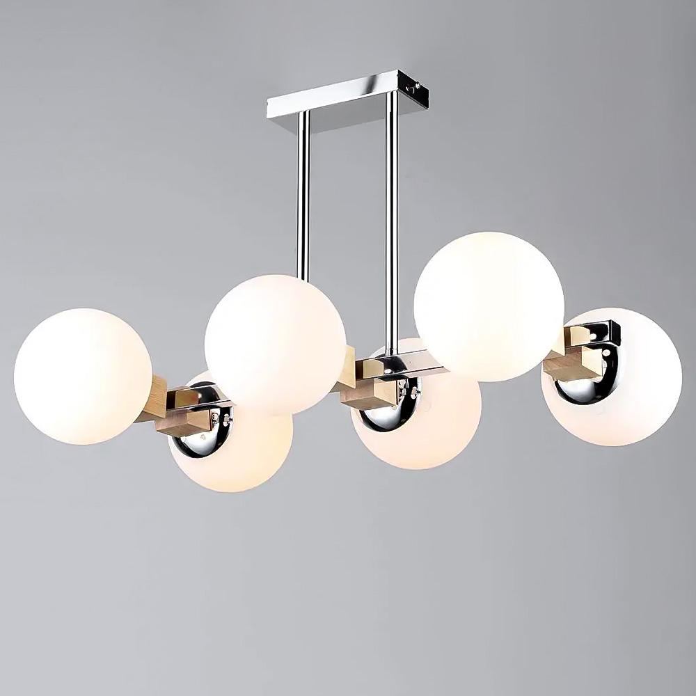 Люстра молекула потолочная Light House SRS-20496/6 CR белые плафоны Хром