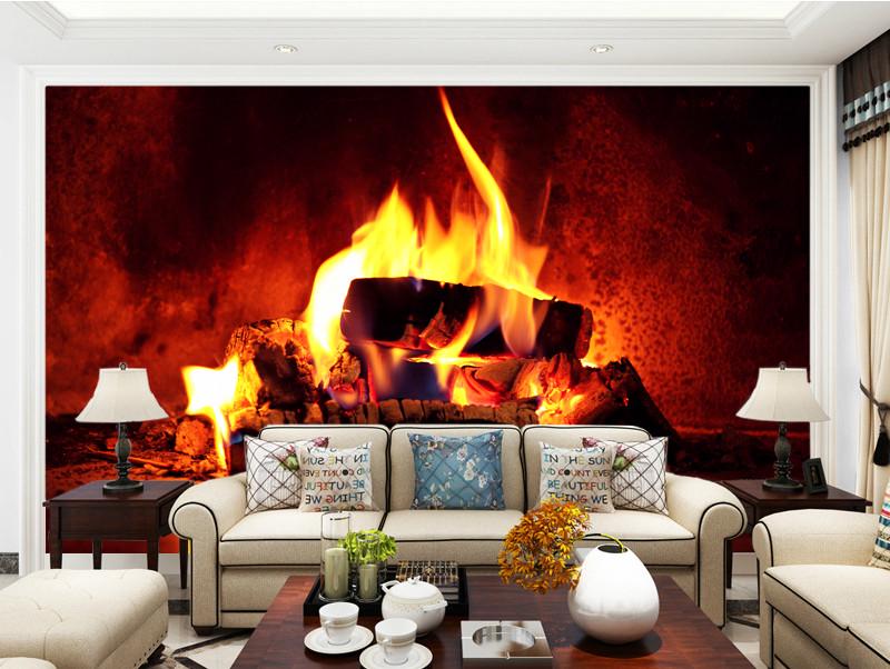 Фотообои флизелиновые для спальни/зала/кухни моющиеся Горящие бревна