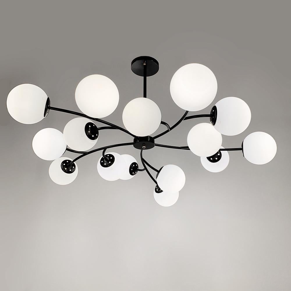 Люстра із поворотними гілочками на 15 білих плафонів Чорний (K 21/15 BK+WT) - фото 2 Люстра із поворотними гілочками на 15 білих плафонів Чорний (K 21/15 BK+WT) - фото 2
