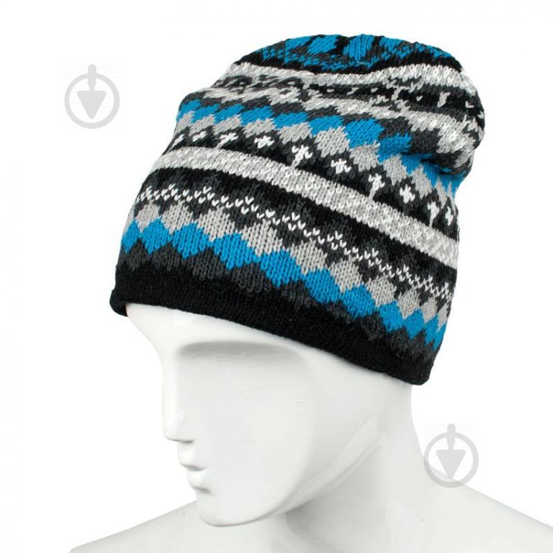 Шапка бини Beaniqe Hoverla One Size Голубой/Черный/Серый (21009)