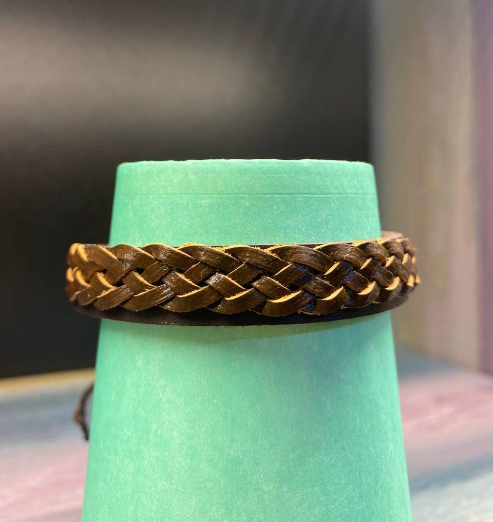 Браслет из экокожи PG06122 косичкой на завязке 6 см (14244816)