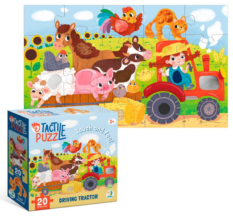 Пазл з тактильними елементами 300658 DoDo За кермом трактора 20 елементів в коробці