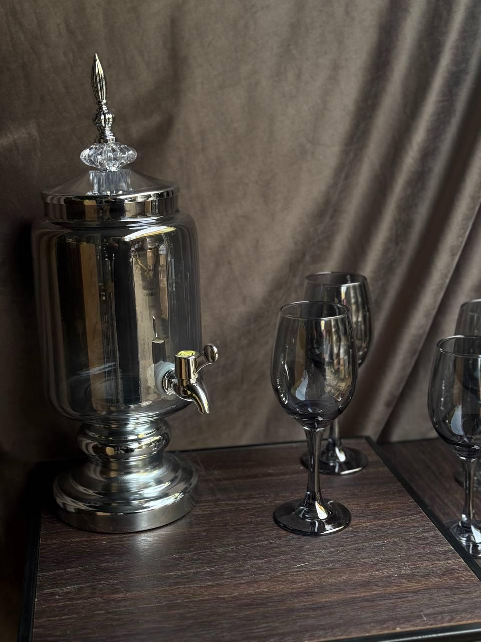 Набор питьевой стеклянный TS Kitchen лимонадница 3 л/6 бокалов по 220 мл Серый (HP4176-1) - фото 5