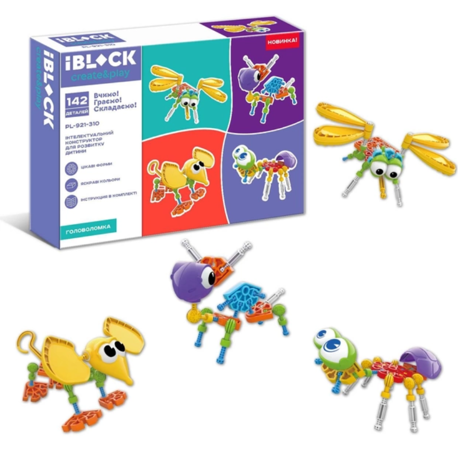 Конструктор Iblock Головоломка Насекомые 142 дет.