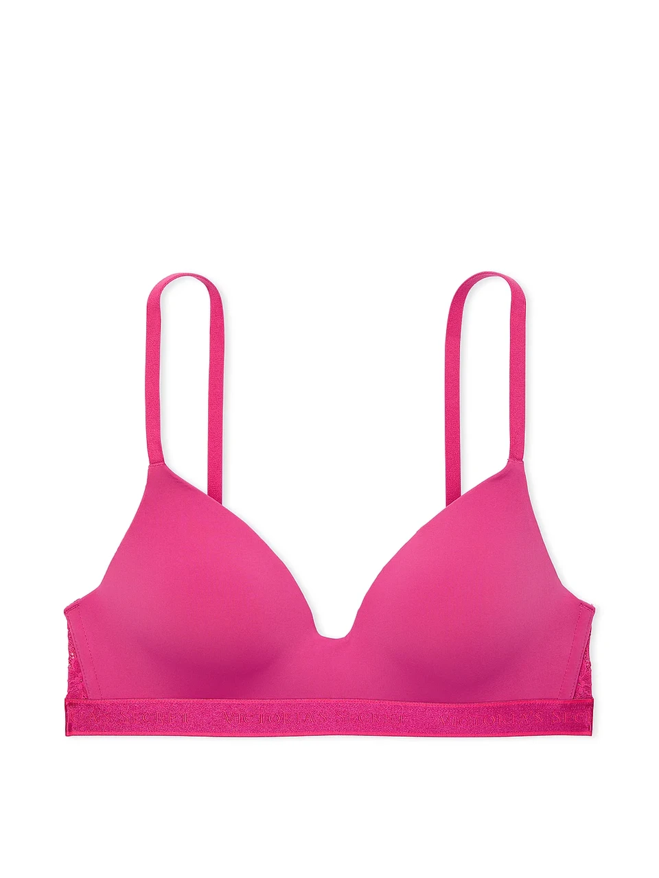Бюстгальтер Victoria's Secret Lightly Lined Wireless Lace-Trim Bra 75B Рожевий (26873634)