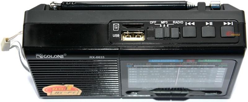 Радіоприймач MP3 USB Golon RX-6633 Чорний (14424366) - фото 3