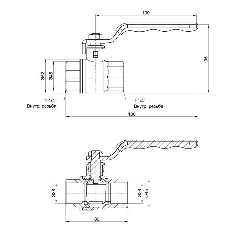 Кран шаровой SD Plus 1" 1/4 ВН для воды (SD605NW32PN40) - фото 2